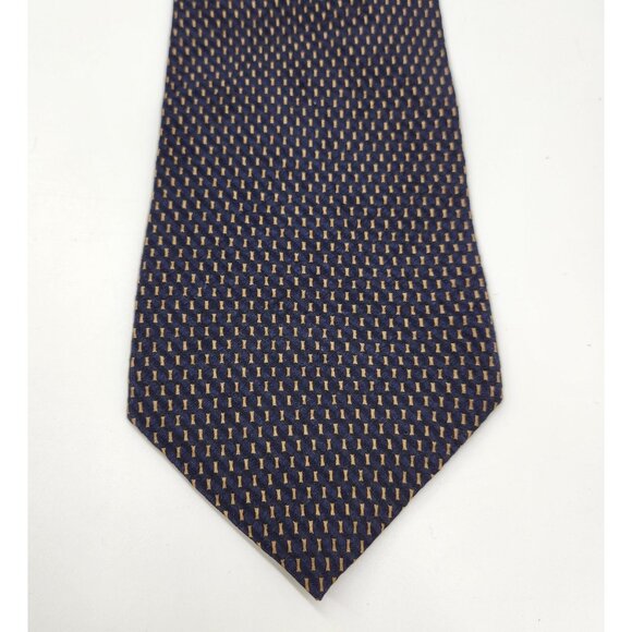 Kenneth Cole Blue Gold Geometric Men's Neck Tie Silk EUC - Picture 3 of 6